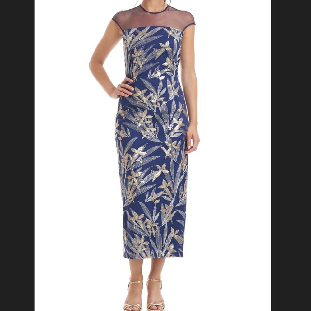 Miley Illusion Neck Sheath Dress - JS COLLECTIONS